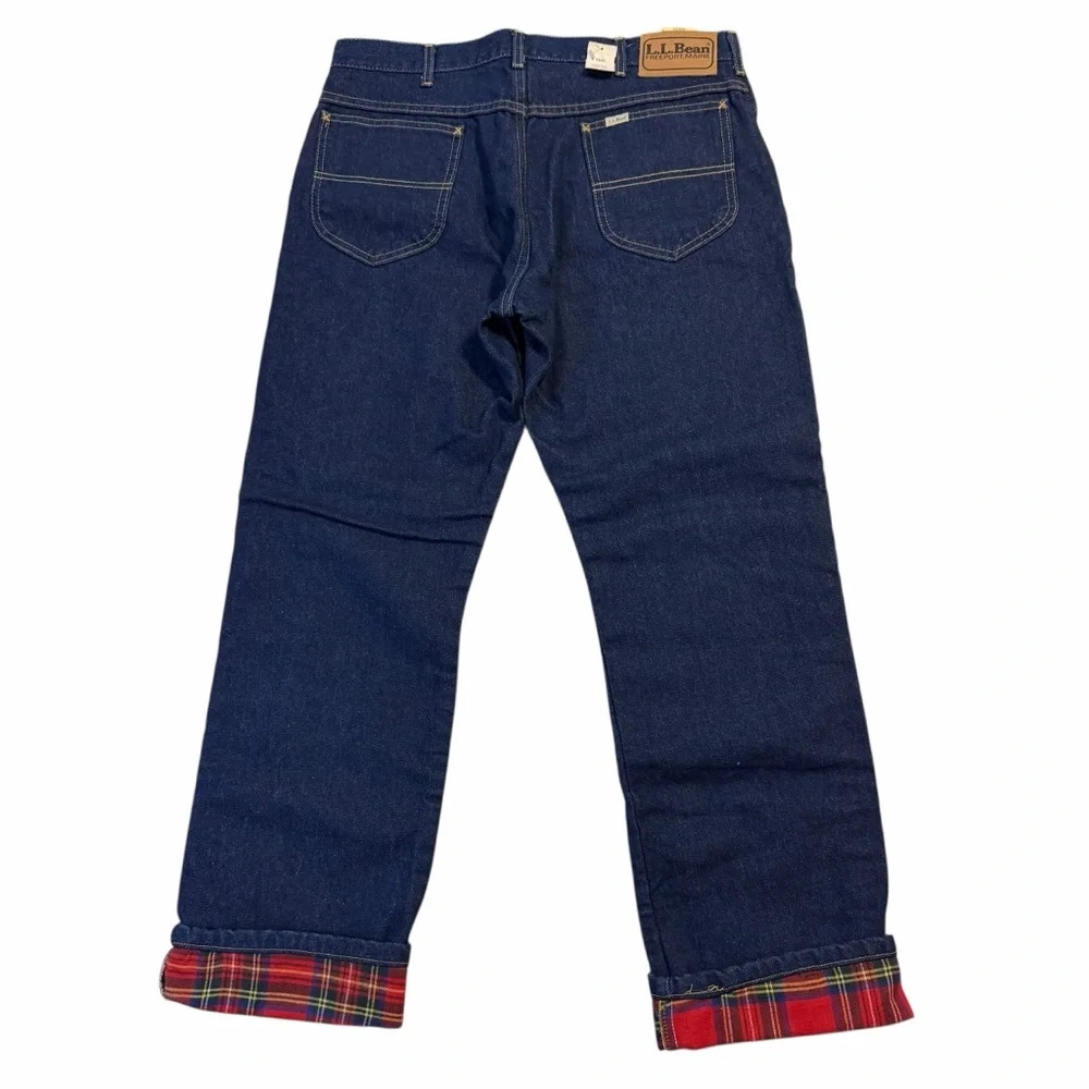 Vintage L.L.Bean Flannel Lined Jeans Mens 36x32 NWT Made USA Dark Wash Denim
